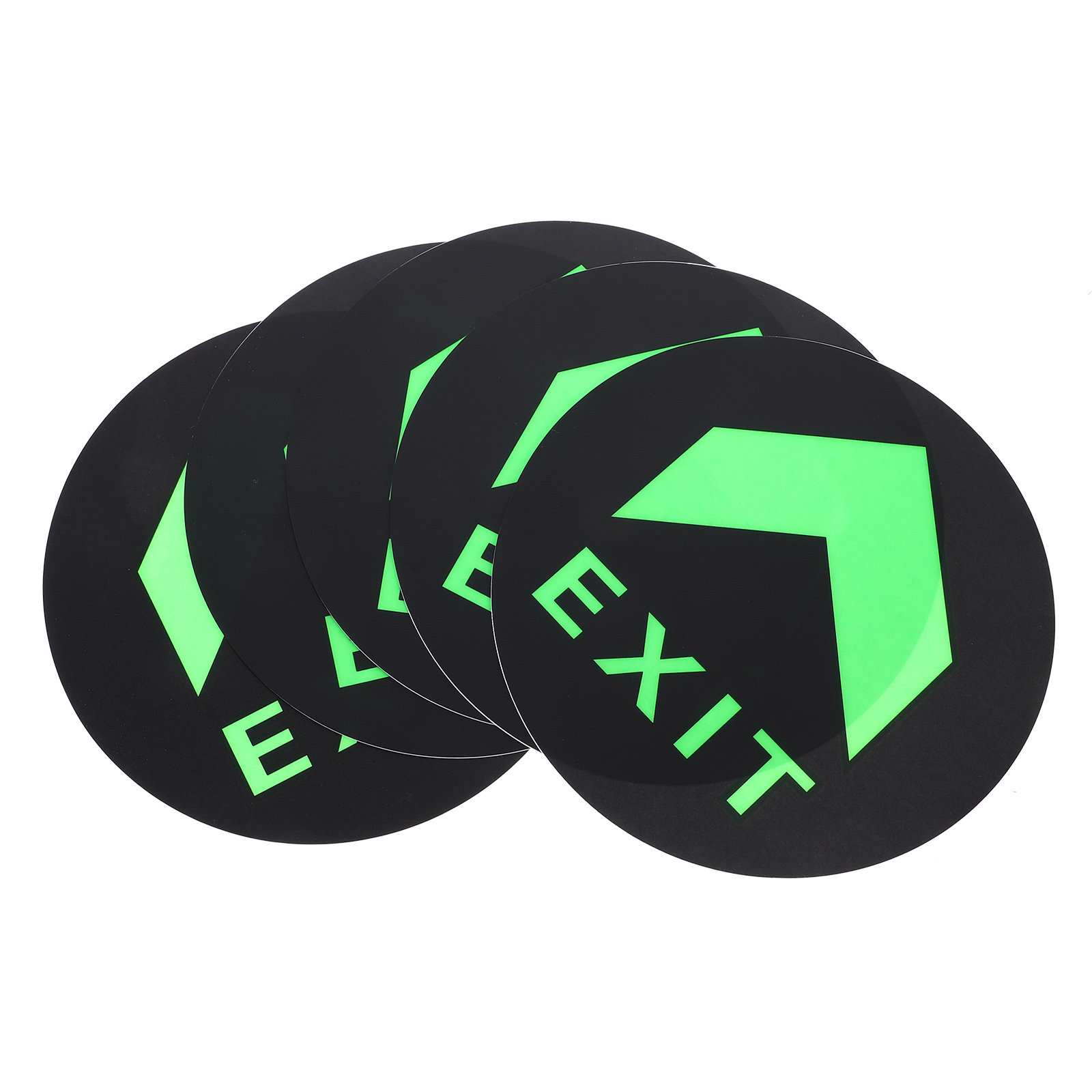 Emergency Exit Sign - สติ๊กเกอร์เรืองแสงสำหรับทางออกฉุกเฉิน 5 ชิ้น ป้ายเตือนทางออก ป้ายบอกทิศทาง ป้ายเตือนการอพยพฉุกเฉิน