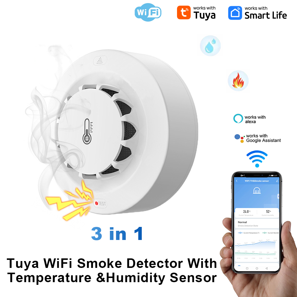 Tuya Wifi BT สองการเชื่อมต่อเค - Smoke Detector Interconnected บทวิจารณ์และราคา