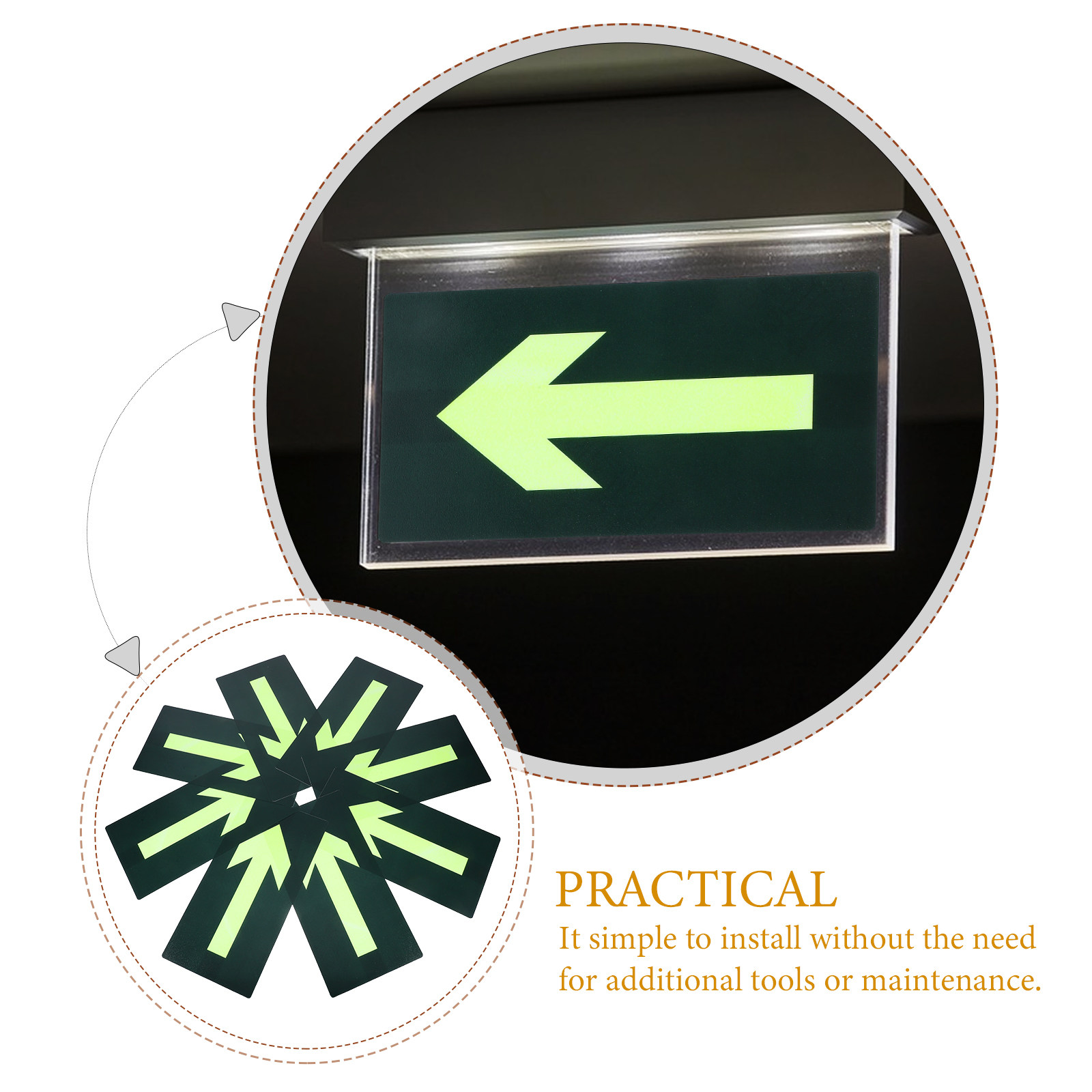 สติกเกอร์ลูกศรเรืองแสงกลางคืน  - Emergency Exit Sign บทวิจารณ์และราคา